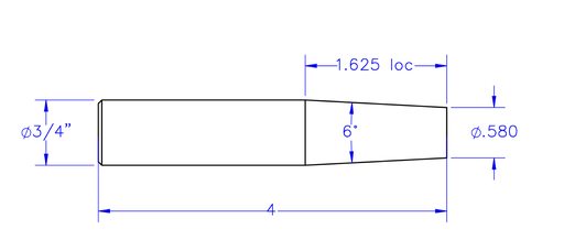TEM58-1625-6 .7500 DIA .580 TIP X 1.625 LOC X 6° 3 FLT AB TOOLS CMV